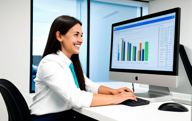 **

"A smiling professional, fully clothed in modest business attire, sitting at a clean desk in a bright, modern transportation office. She is reviewing logistics software on a computer screen. Natural pose, perfect anatomy, well-formed hands, proper finger count. Safe for work, appropriate content, professional, family-friendly."

**