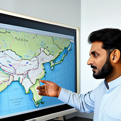 Successful Logistics Entrepreneur**

"A Pakistani businessman in a modern, brightly lit office, reviewing logistics data on a large screen. He is wearing a traditional kurta shalwar, but in a stylish, professional manner. The office includes a map of Pakistan with highlighted transport routes. Safe for work, fully clothed, appropriate content, professional, perfect anatomy, correct proportions, natural pose."

**