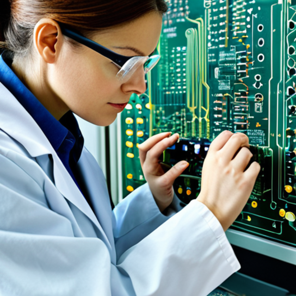 교통직 필기시험 준비 과정 - **Prompt:** "A professional female engineer in a clean, modern laboratory, fully clothed in a lab co...