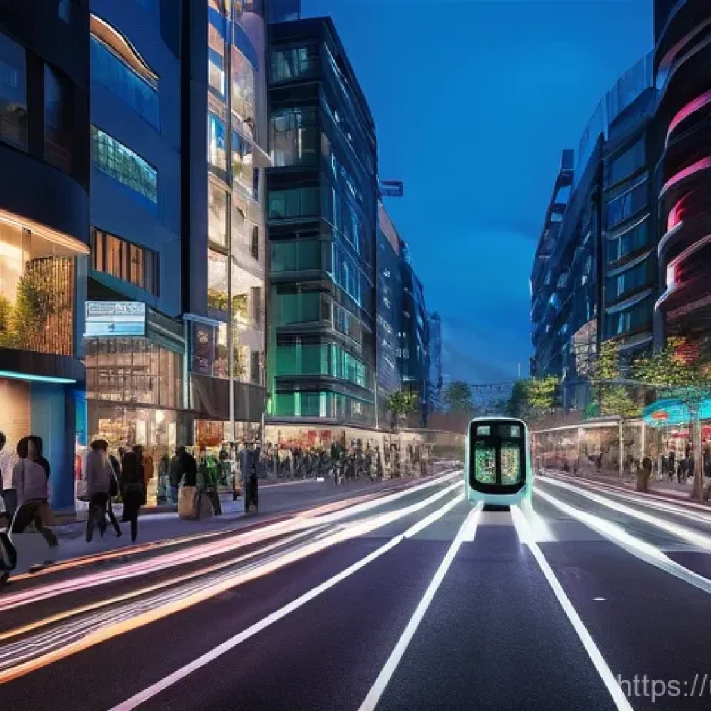 교통관련 직종과 공학적 접근 - **Prompt:** "A vibrant, bustling smart city street at dusk, showcasing advanced traffic management. ...