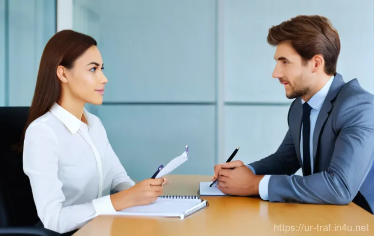 교통 분야 면접 질문 예시 - **Prompt:** A diverse young professional, male or female, seated confidently at a sleek, modern desk...