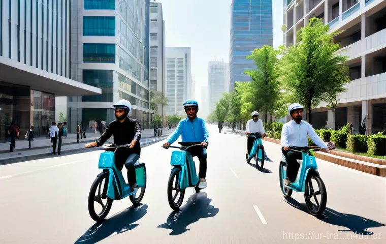 교통직 필기시험 최신 트렌드 - **Prompt 2: Responsible Driving in a Bustling City**
    "A vibrant and dynamic scene capturing resp...