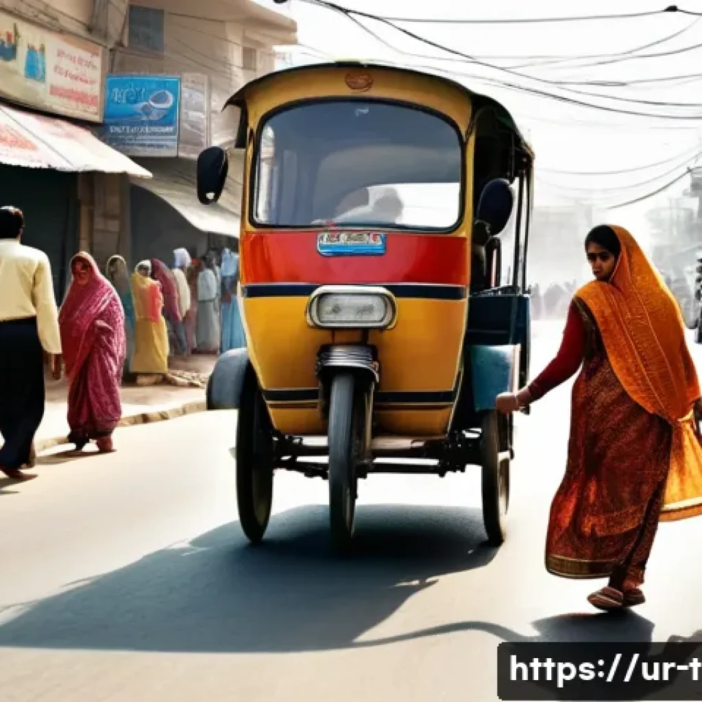 교통직 이론과 실무의 차이점 - **Prompt:** A busy street scene in Karachi, Pakistan during the daytime. Focus on a crosswalk where ...