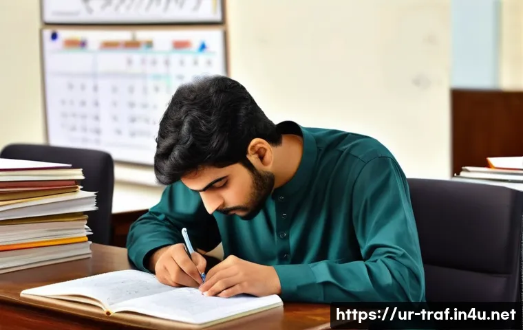 교통직 공무원 시험 합격 전략 - **Prompt:** A focused young Pakistani student, appearing to be in their early twenties, is deeply en...