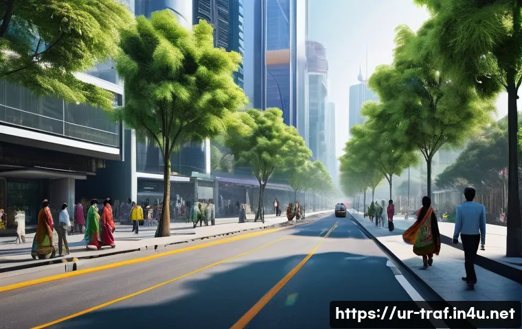 교통산업 전망과 자격증 가치 - **Prompt:** "A vibrant, futuristic urban street scene in a bustling South Asian city. The environmen...
