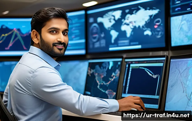 교통업계 이직 성공 사례 - A professional South Asian man in his 30s wearing smart casual attire, confidently managing a modern...