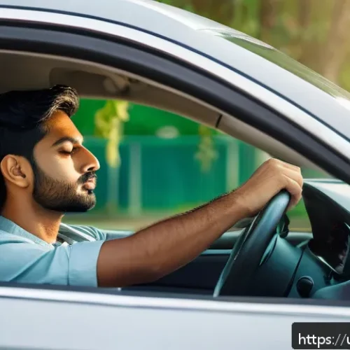 Home 30 교통분야 자격증 시험 실기 대비 - A calm and focused young South Asian male driver practicing deep breathing exercises inside a modern...
